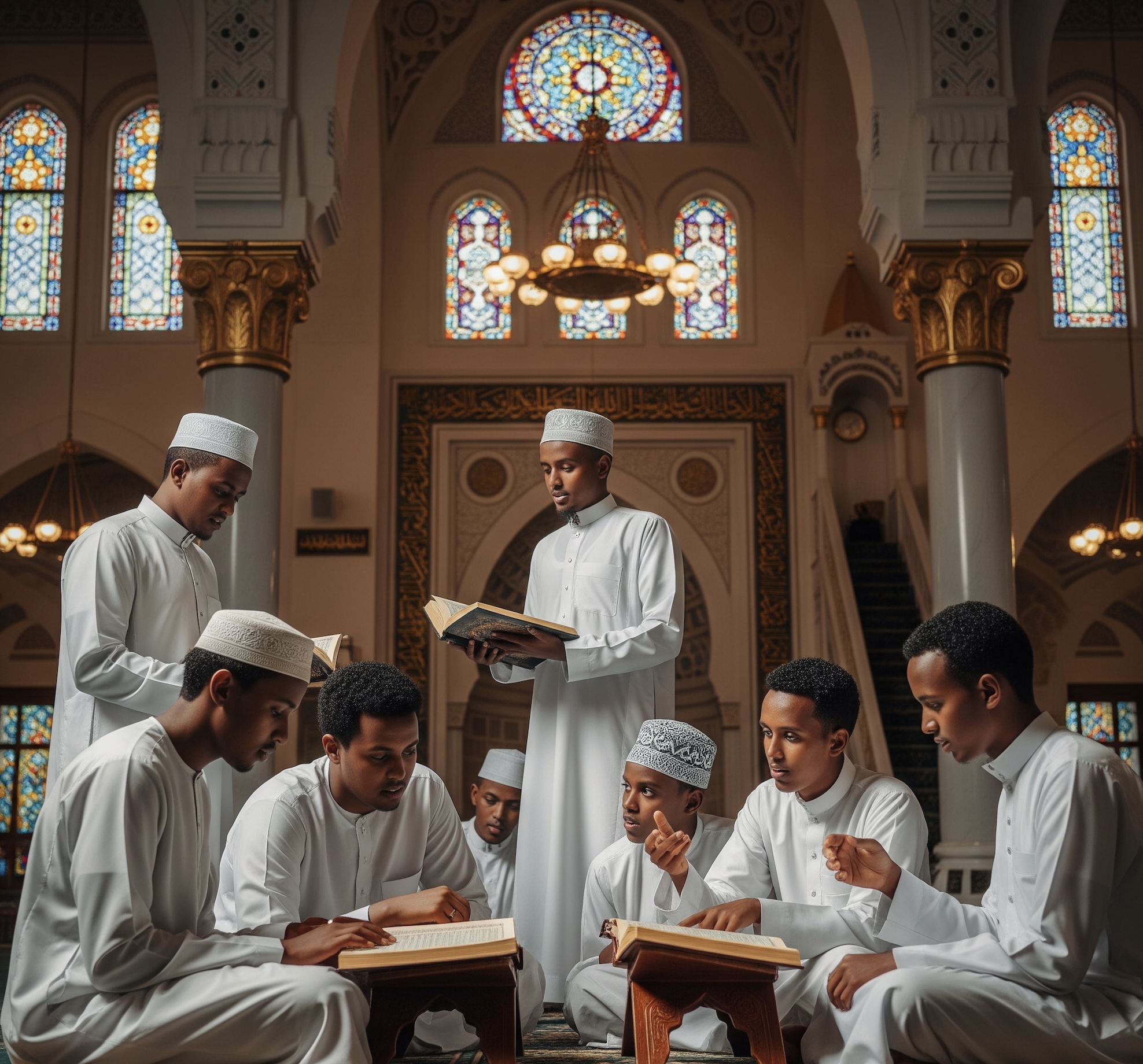 Male students studying