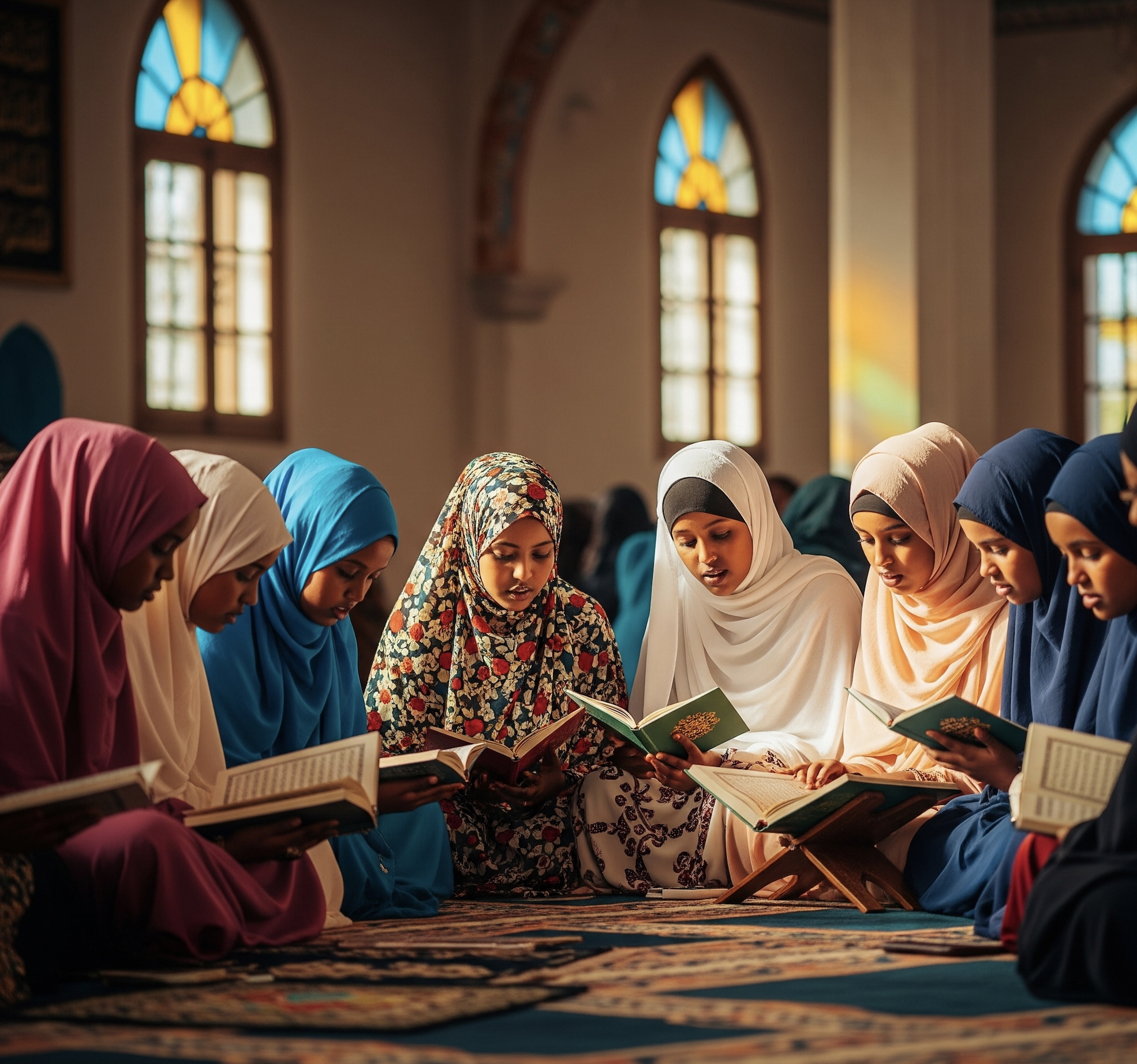 Female students studying